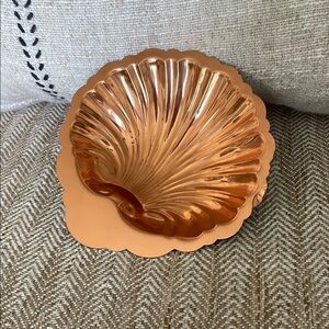 Vintage Copper clam shell dish with small feet